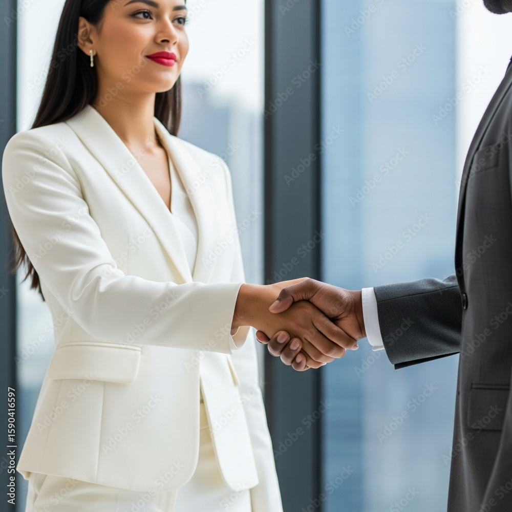 Fototapeta premium Close Up of Confident Business Partners Shaking Hands in Professional Meeting