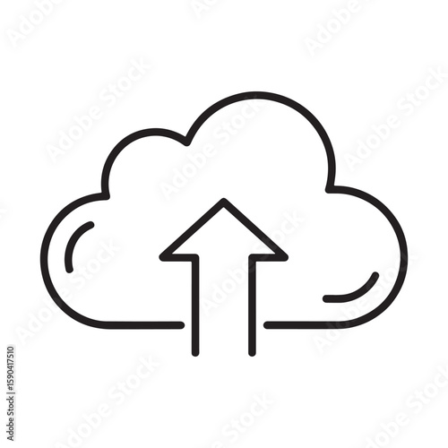 Cloud Computing Icon Representing Data Uploading to a Virtual Server for Secure Storage and Accessibility from Any Device