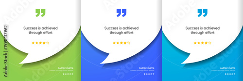 3D bubble testimonial banner, quote, infographic. Social media post template designs for quotes. Empty speech bubbles, quote bubbles and text box. Vector Illustration EPS10.