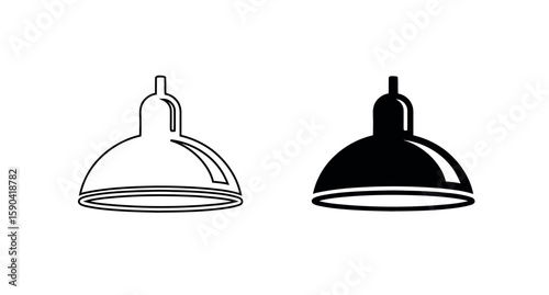 Modern Lighting Fixture Icon Set in Minimalist Black and White Style