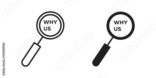 Why us icon. vector flat and line symbols. Vector Graphics.