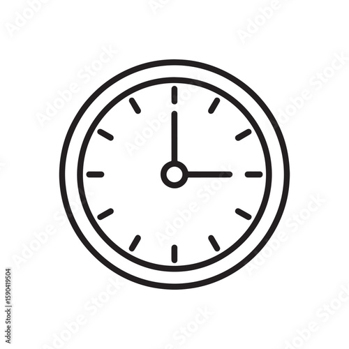 Minimalist Clock Illustration Depicting the Time Quarter Past Twelve with a Clean and Simple Design Aesthetic for Timekeeping