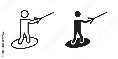 Wakeboarding icon. vector flat and line symbols. Vector Graphics.