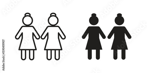 Twin icon. vector flat and line symbols. Vector Graphics.