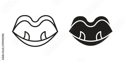 Tonsillitis icon. vector flat and line symbols. Vector Graphics.