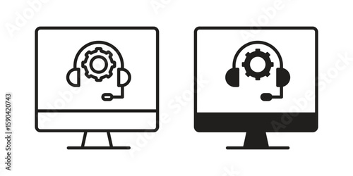 Tech support icon. vector flat and line symbols. Vector Graphics.