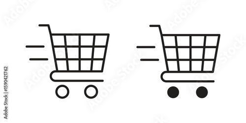 Shopping cart icon. vector flat and line symbols. Vector Graphics.
