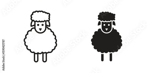 Sheep icon. vector flat and line symbols. Vector Graphics.
