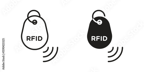 RFID key tag icon. vector flat and line symbols. Vector Graphics.