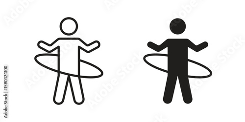 People Hula hop icon. vector flat and line symbols. Vector Graphics.