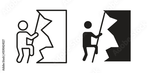 People Climbing icon. vector flat and line symbols. Vector Graphics.