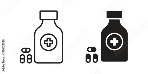 Medicine bottle icon. vector flat and line symbols. Vector Graphics.