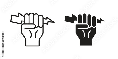 Hand with Power icon. vector flat and line symbols. Vector Graphics.