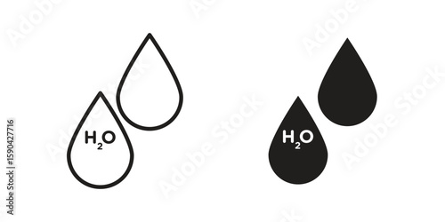 H2o icon. vector flat and line symbols. Vector Graphics.