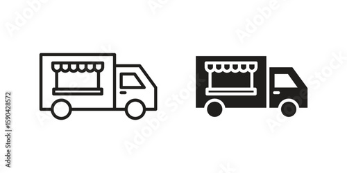Food truck icon. vector flat and line symbols. Vector Graphics.