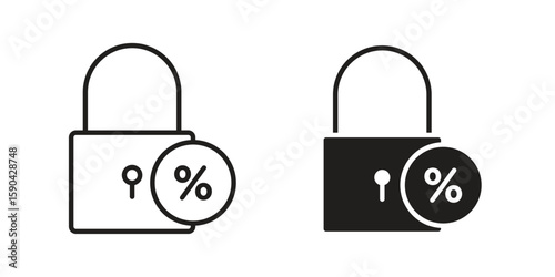 Fixed rate mortgage icon. vector flat and line symbols. Vector Graphics.