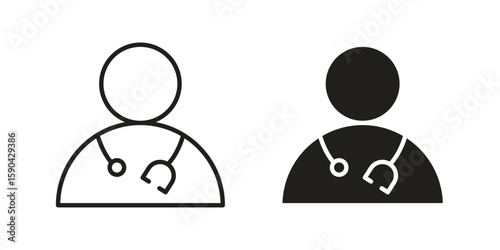 Doctor icon. vector flat and line symbols. Vector Graphics.