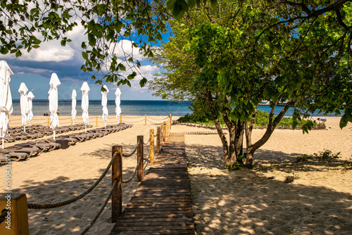 Fototapeta Naklejka Na Ścianę i Meble -  Sunny summer beach on the Baltic Sea in Sopot	
