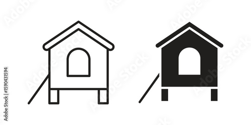Chicken coop icon. vector flat and line symbols. Vector Graphics.