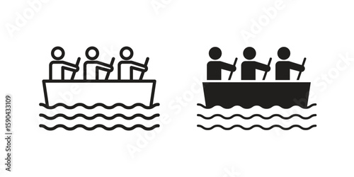 Boat race icon. vector flat and line symbols. Vector Graphics.