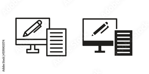 Blended learning icon. vector flat and line symbols. Vector Graphics.