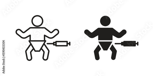 Baby Vaccination icon. vector flat and line symbols. Vector Graphics.