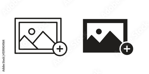 Add photos icon. vector flat and line symbols. Vector Graphics.