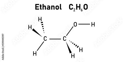 Chemical Structure of Ethanol or Ethyl Alcohol.