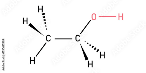 Chemical Structure of Ethanol or Ethyl Alcohol.