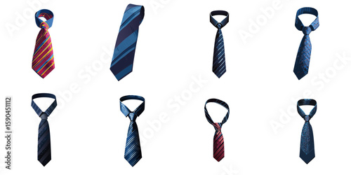 Multiple vector illustrations of delicately drawn neckties

