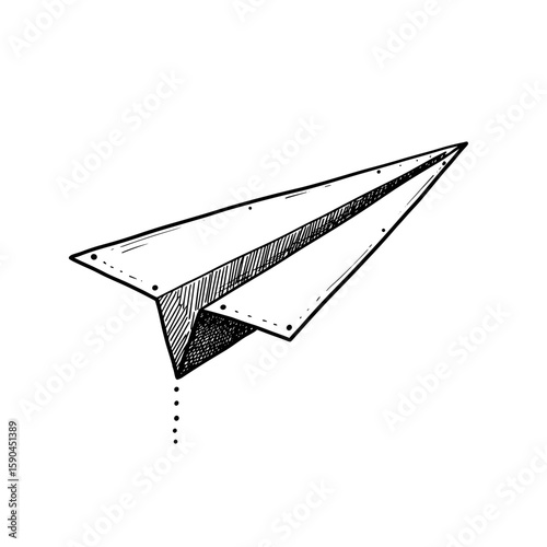 Paper plane with dots flying in a minimalist sketch style  