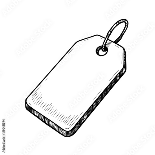 Tag with hole in sketch style, blank for labels and pricing  