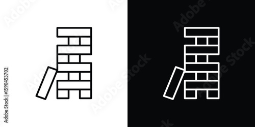 Wooden block icon. Editable stroke. Icon for web.