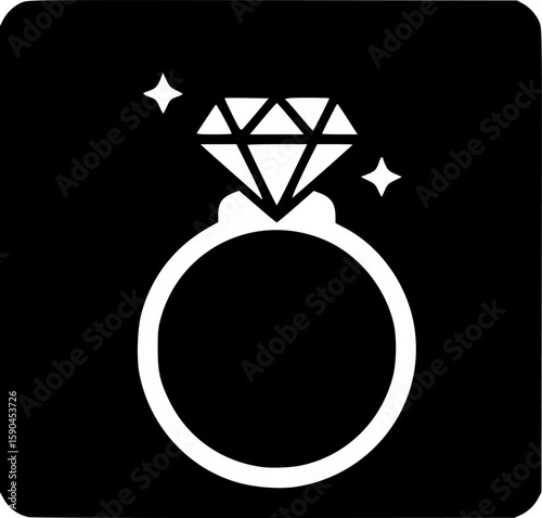 ring diamond glyph flat vector icon
