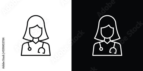 Woman Doctor icon. Editable stroke. Icon for web.