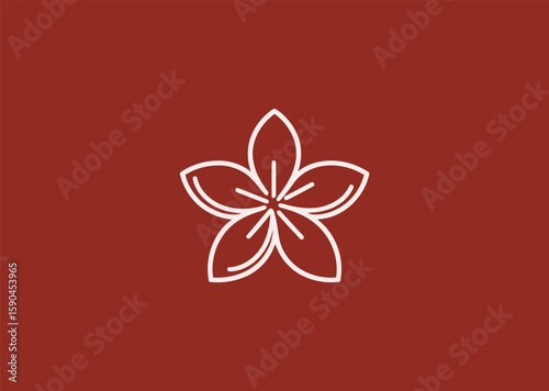 Line-style frangipani flower logo for calm, spa, or tropical aesthetics.