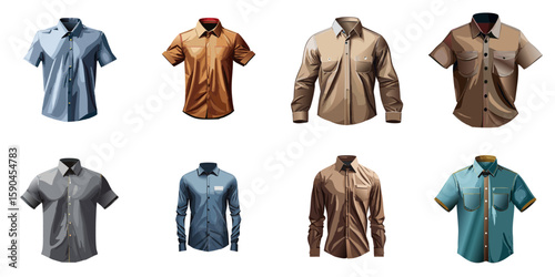 Multiple vector illustrations of delicately drawn shirts

