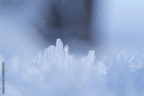 Close-up of Abstract Ice Formation on Blue Background