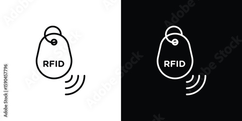 RFID key tag icon. Editable stroke. Icon for web.