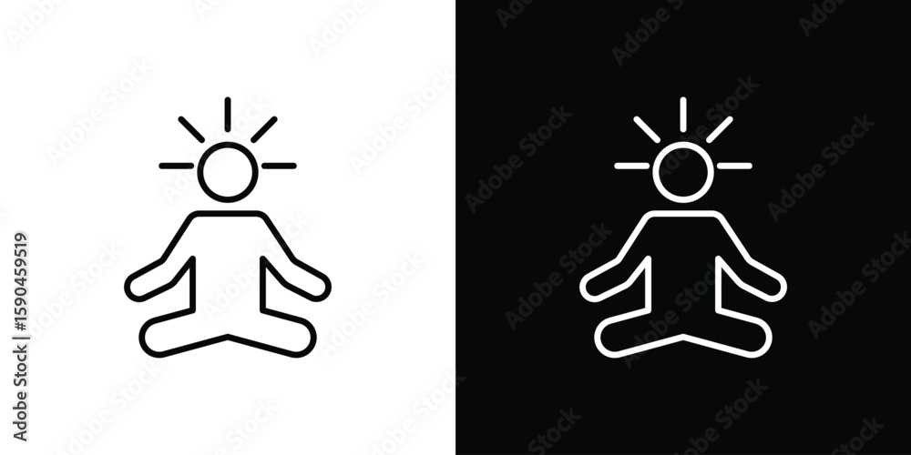 Obraz premium Meditating icon. Editable stroke. Icon for web.