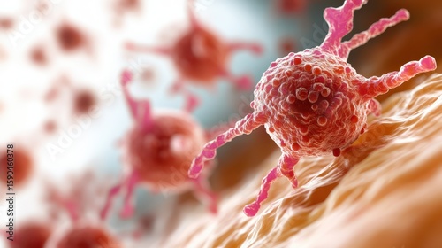 Vivid portrayal of leukemia cells proliferating within the bloodstream