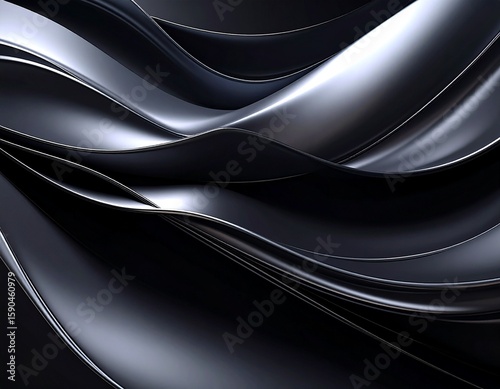 Metallic Black Abstract Flow