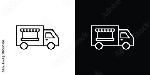 Food truck icon. Editable stroke. Icon for web.