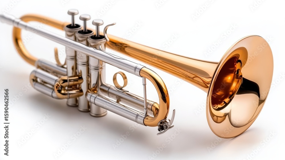 Obraz premium Shiny trumpet gleaming brightly as a symbol of musical expression