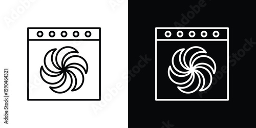 Convection turbofan stove icon. Editable stroke. Icon for web.