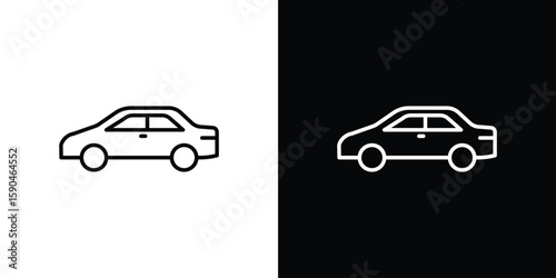 Compact car icon. Editable stroke. Icon for web.