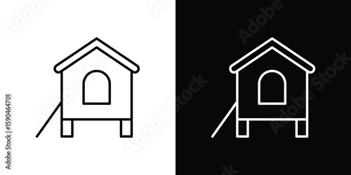 Chicken coop icon. Editable stroke. Icon for web.