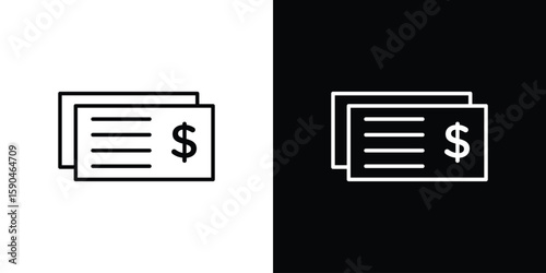 Cheque icon. Editable stroke. Icon for web.