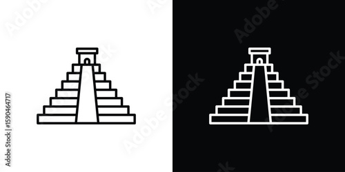 Chichen Itza icon. Editable stroke. Icon for web.