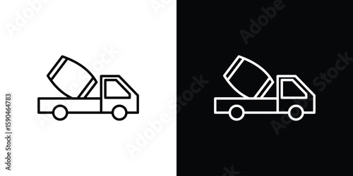 Cement truck icon. Editable stroke. Icon for web.